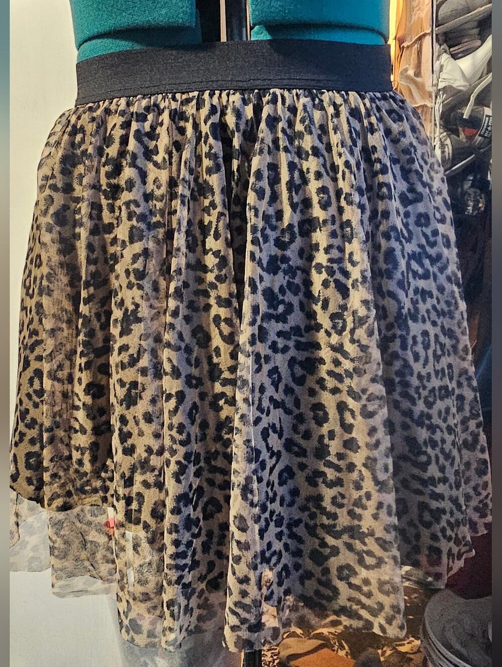 Leopard Print Tulle Skirt - Black and Cream